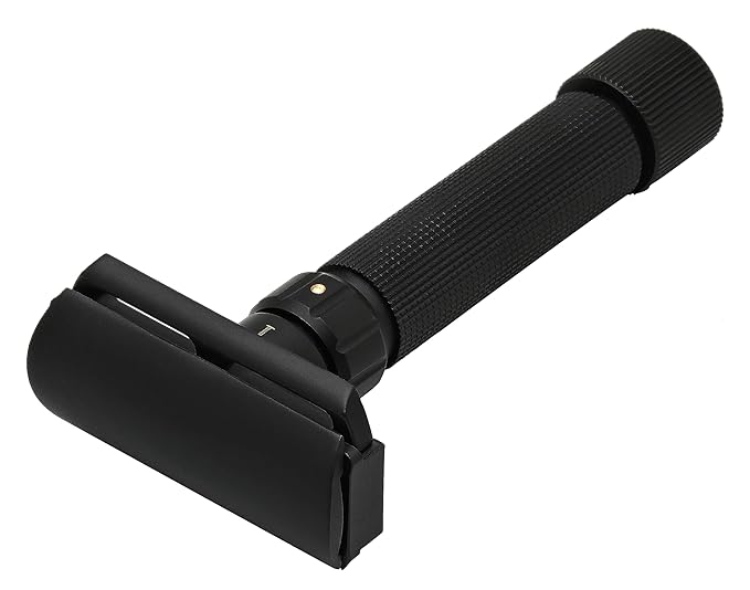 Pearl Flexi Adjustable Safety Razor Black Edition - Reusable Metal Razor made of 100% Brass | Eco Friendly Double Edge Razor for Men | Men's Shaving Razor for Father's Day Gift Option
