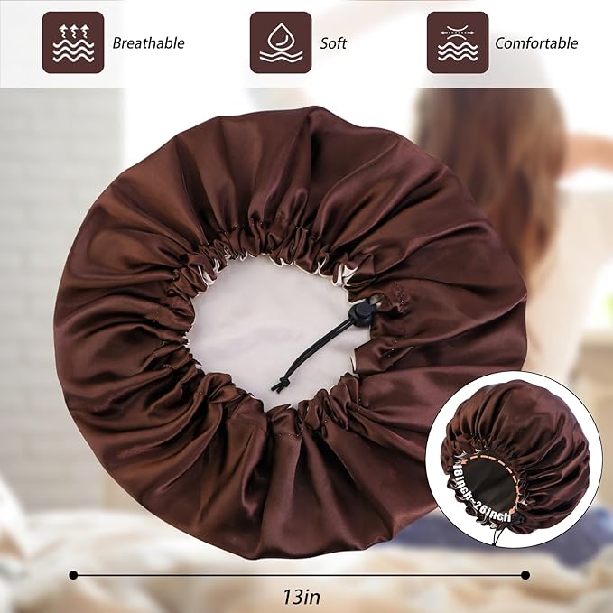 Satin Silk Bonnet For Curly Hair Bonnet Braid Bonnet For Sleeping Bonnets For Women Large Double-layer Adjustable