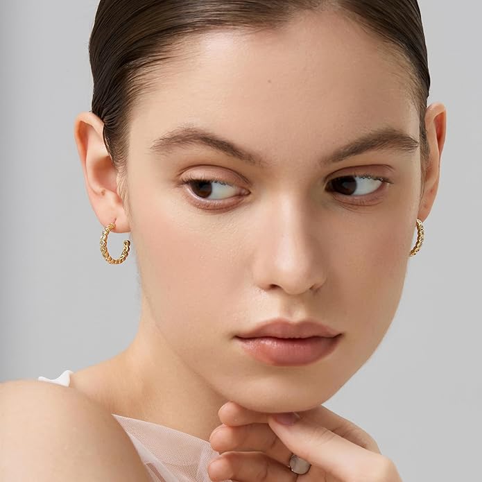 FRUMOS 925 Sterling Silver Huggie Earrings for Women 18K Gold Plated Hoop Earrings for Women Hypoallergenic Small Cubic Zirconia Huggie Earring
