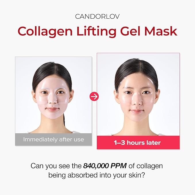 CANDORLOV CDL Korean Collagen Duo - Collagen Hydrogel Face Lifting Mask (5 Sheets) + Collagen Hydrating Glass Glow Cream - Anti-Aging, Firming & Plumping with OLIGO-HA Phyto-PDRN