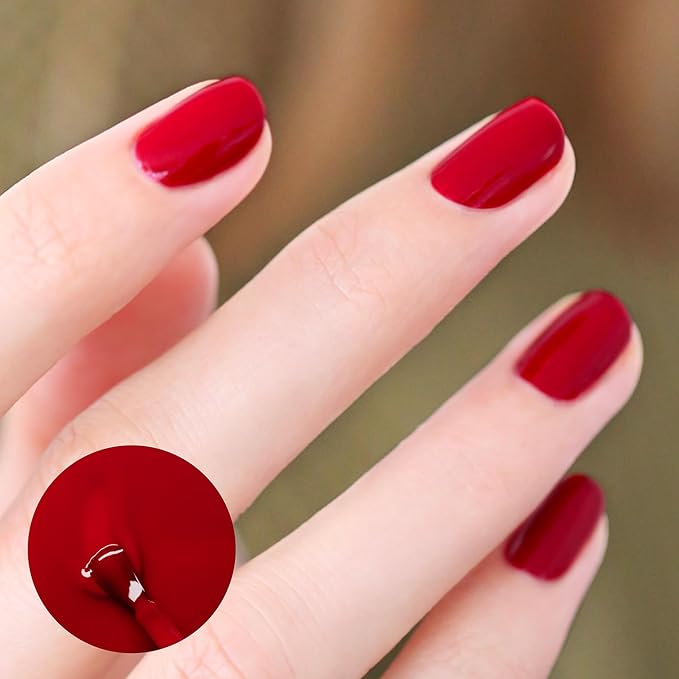 Manucurist Green Nail Polish Red Cherry - Red Nail Polish - 9-Free, Plant-Based and Vegan - Manicure - Made in France - 0.5 fl oz
