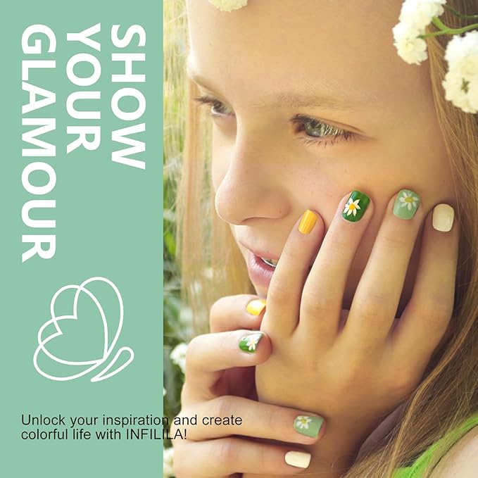 NXJ INFILILA Green Gel Nail Polish, 15ml 0.51oz Sage Light Pastel Green Gel Nail Polish One-Stroke Coloring, Hema Free Spring Color Soak Off UV Manicure DIY Gift for Women Girls SX0049