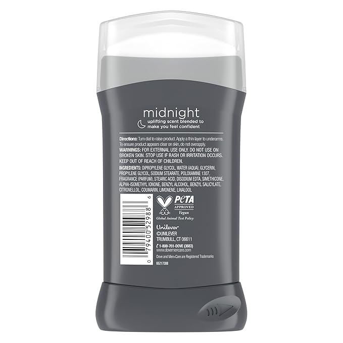 DOVE MEN + CARE Deodorant Stick Midnight Mood Boosting Scent 72h Odor Protection 3 oz