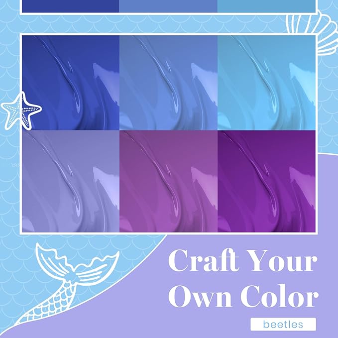 Beetles Gel Nail Polish, 6 Colors Blue Purple Baby Blue Light Purple Gel Polish Aquamarine Mermaid, Soak Off UV LED Nail Lamp Gel Polish Manicure DIY Nail Art Home Salon
