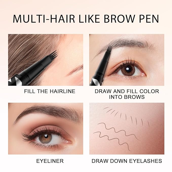 Eyebrow Pen,2-IN-1 Dual-ended Waterproof Eyebrow Pencil,with 4 Tip Microblading Eyebrow Pen and Ultra-Precise Brow Pencil,Dual-ended Eyebrow Brush,Eyebrows Makeup for Natural Looking-Soft Brown 01