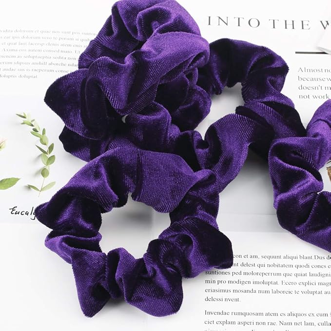 Didder 20 Pcs Hair Scrunchies Velvet Elastics Scrunchy Hair Ties Dark purple Soft Scrunchie Bobbles Ropes Scrunchie Solid color Hair Bands for Women Girls