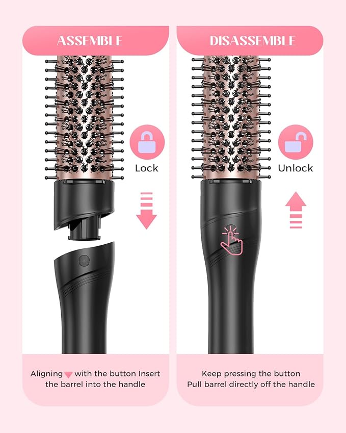 Lopeie 5 in 1 Wand Curling Iron Set, Hair Styling Tools with Thermal Brush and 4 Interchangeable Ceramic Barrels from 1/2 to 1 1/2 inch, Fast Heating, Dual Voltage Hair Curler, Gifts for Women