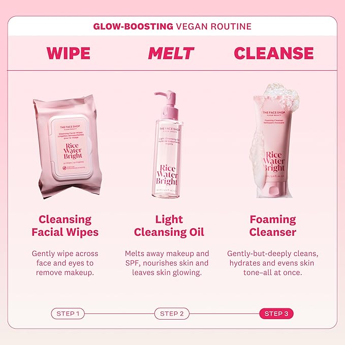 The Face Shop Rice Water Bright Foaming Facial Cleanser with Ceramide, Gentle Face Wash for Hydrating & Moisturizing, Vegan Face Cleanser, Makeup Remover, Korean Skin Care for All Skin Types, 150ml