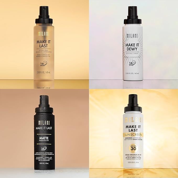 Milani Setting Spray + Primer, Make It Last Matte- Oil Absorbing Charcoal Formula to Control Shine, Matte Finish Setting Spray for Makeup and Primer for Oily Skin, Prime +Correct + Set, 2.03 Fl. Oz