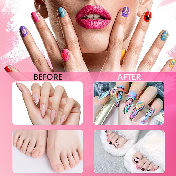MKNZOME 12 Color Nail Art Pens for Painting Nails, 0.7 MM Nail Polish Pens Drawing Point Liner Acrylic Painted Pen Kit, Waterproof Quick-drying for DIY Nails Art Design Manicure Tools