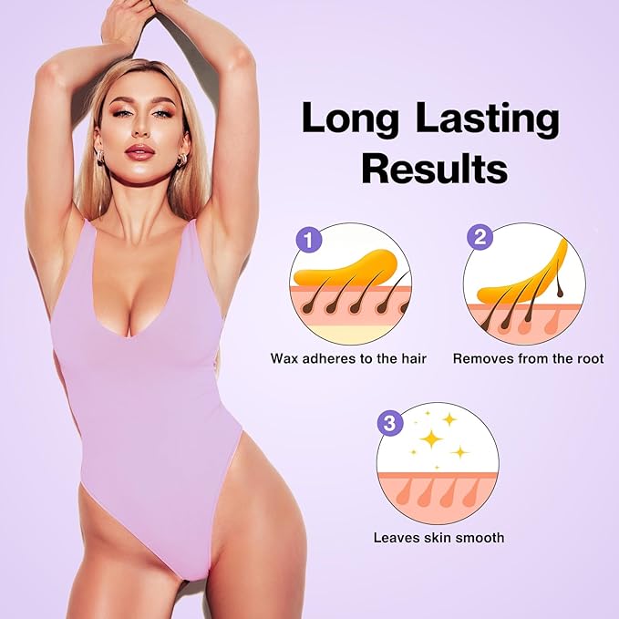 Waxers Wax Roller Kit for Hair Removal Lavender Roll on Wax Kit for Women Men Professional Soft Wax for Leg Arms Back & Armpit
