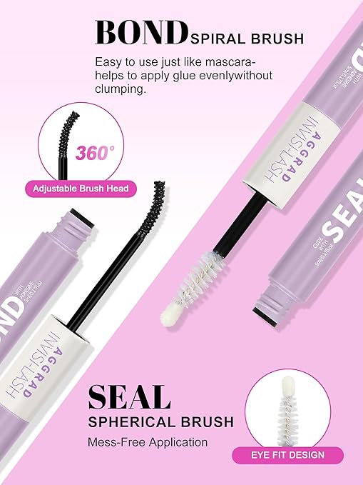 150H Super Strong Hold Lash Glue Bond and Seal Waterproof Long-Lasting for Lash Cluster Eyelash Extensions Kit DIY Self Adhesive Eye Lash Glue Black Bonder & Clear Sealant with Remover