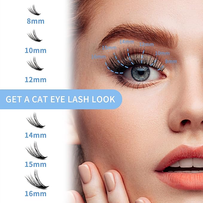 Individual Lashes Cluster Large Tray 240pcs Individual Lashes 0.07mm 10D/20D D Curl Mix 8-16mm Cluster Lashes Natural Lash Cluster Soft&Lightweight DIY Eyelash Extension By GEMERRY(10D/20D-D, 8-16)