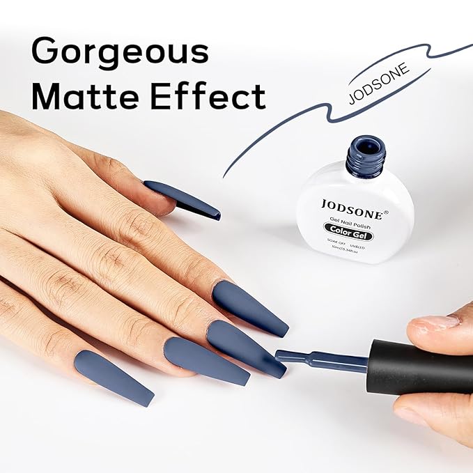 JODSONE Misty Blue Gel Nail Polish 10ml Soak Off LED Gel Polish Blue Haze Nail Color Salon Quality Long-Lasting Vegan & Cruelty-Free Need U V Lamp Curing