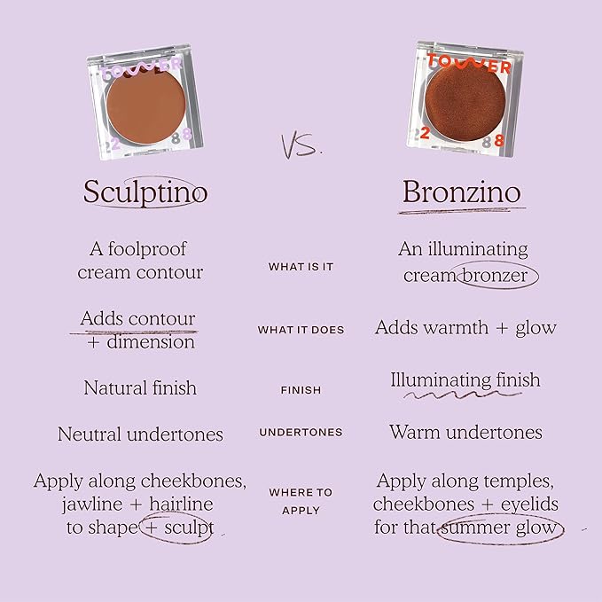 Tower 28 Sculptino Soft-Matte Cream Contour and Bronzer - Clean, Cruelty-Free Face Makeup – Sensitive Skin Safe - Shade: Simon, Deep with Neutral Undertones, 0.16 FL Oz / 4.5 mL