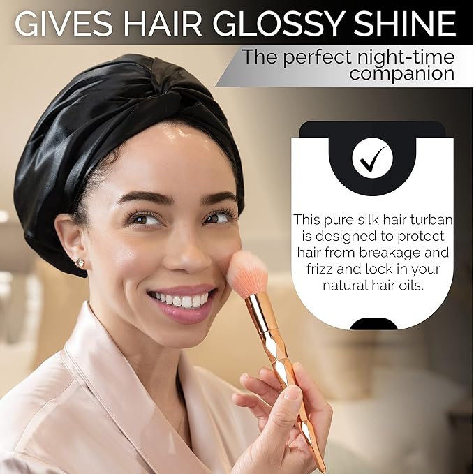 BLISSY Silk Bonnet For Sleeping For Long And Curly Hair - 100% Pure Mulberry Silk 22 Momme 6a High-grade Fibers