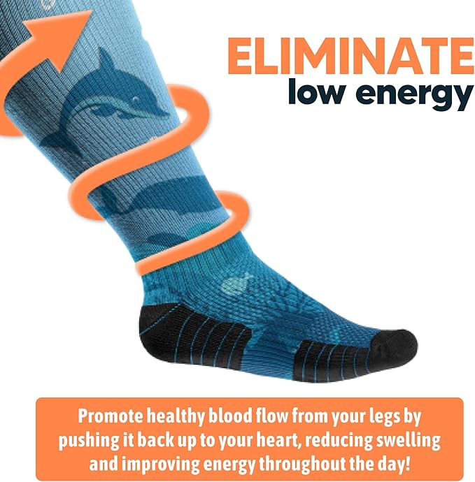 Viasox Compression Socks for Women and Men, Knee High Socks 12-15 mmhg Circulation Support for Flight, Travel, Daily