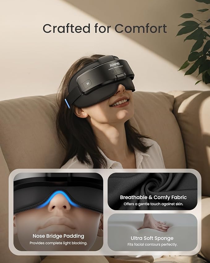RENPHO Eyeris Masc Head & Eye Massager, FSA Eligible HSA, Valentines Day Gifts for Women Men, Headache Massager for Forehead, Occiput and Temple, Heated Face Mask, Massager Scalp Stress Relax
