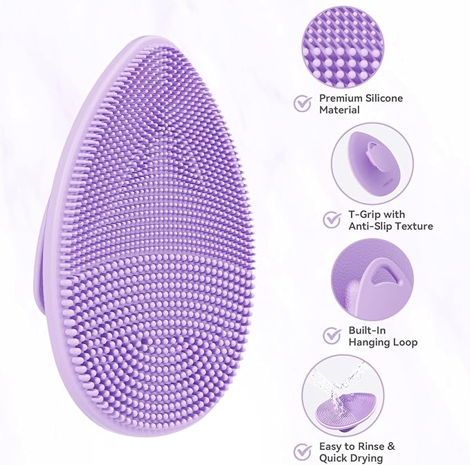 Silicone Face Scrubber 2 Pack, Manual Facial Cleansing Brush for Men and Women, Gentle Face Wash Brush for All Skin Type, Skin Care Face Brushes for Exfoliating, Pore and Blackhead Remover