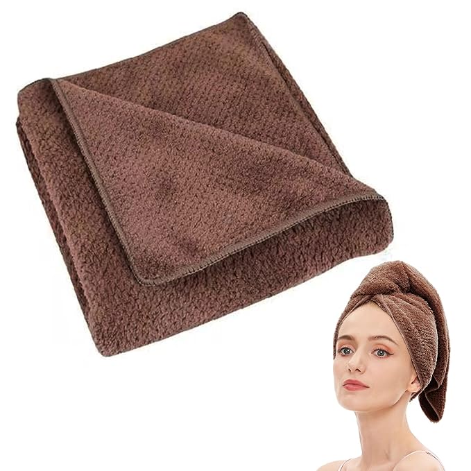 Laojbaba Microfiber Hair Towel Quick Dry Hair Towel Hair Drying Towels Suitable for All Kinds of Hair Ultra Absorbent Long and Thick Hair 19X39inch Dark Brown (1pcs)