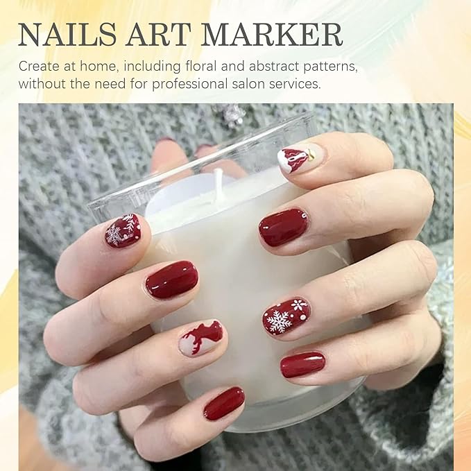 12 Colors Nail Art Pens Set,0.5mm Fine Tip Nail Polish Pens Set,Quick-dry Waterproof Drawing Painting Pens,Portable Upgrade Nail Art Tools for Home Salon and DIY Nail Art Design