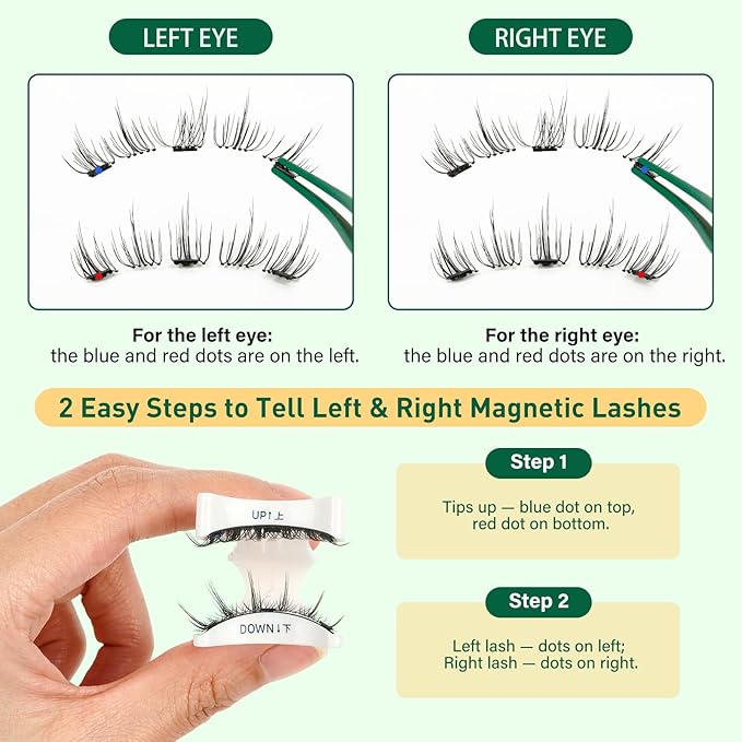 KEYYOU Reusable Magnetic Eyelashes 2 Pair with Applicator No Glue Needed 3D Natural Magnetic Lashes, Easy to Apply & Long Lasting for Daily Use & Events(A01+A05)