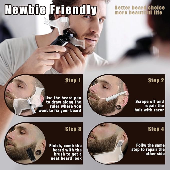 Noerrors Barber Pencil for Lineup Magic Hairline Beard Guide Shaping Pencils Barber Chalk for Design Hairline Razor Trace Black Brown White Barber Pencils Set with Sharpener Ruler Brush for Men