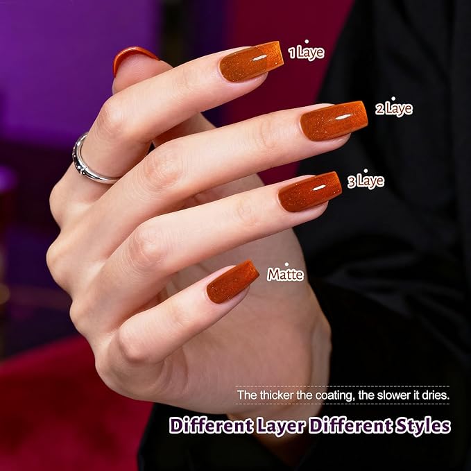 OpenLive Reflective Nail Polish 12 Colors With Base Coat and Top Coat Glitter Red Bule Purple Green Nail Polish Set Quick Dry Sparkle Winter Manicure Long Lasting for Holiday Gift Giving