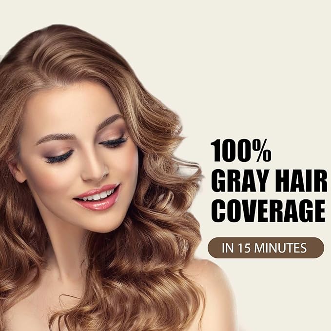 Farndu Light Brown Hair Dye Shampoo, 3 in 1 Instant Hair Color with 15 Min Gray Coverage, Natural Semi-Permanent Herbal Shampoo for Men & Women