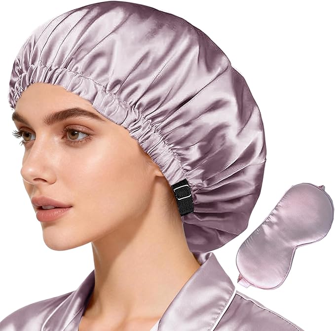 2Pcs Hair Bonnets For Sleeping Satin Bonnet Silk Bonnets For Women Silky Night Caps Womens Curly Hair Sleep Cap