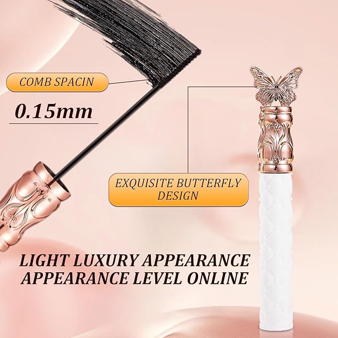 Filterseed Mascara - Fine Brush Black Mascara, Waterproof, Smudge-Proof, Clump-Proof, For Tiny and Lower Eyelashes (1PC)