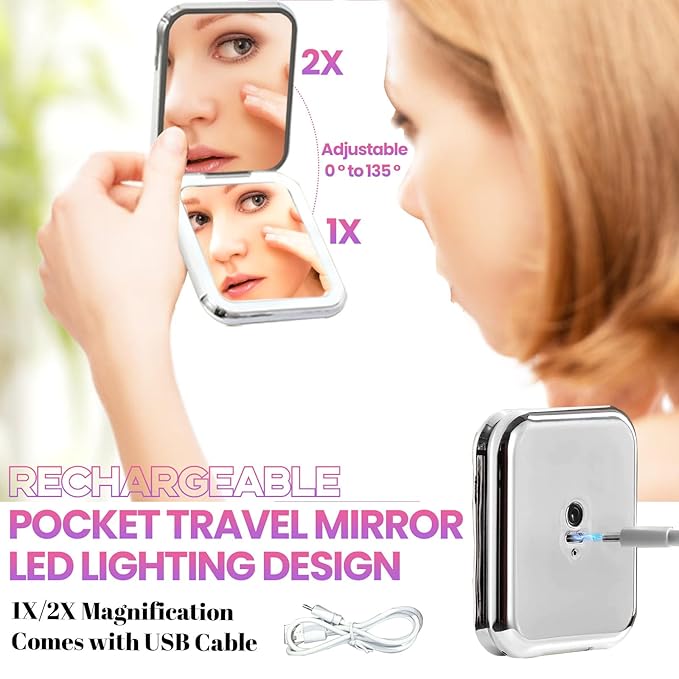 Qiveaory DIY Lash Extension Kit with 720pcs Lashes Clusters,1X/2X Magnification Compact Mirror with Light,Lash Bond and Seal,Eyelash Remover Tweezers Applicator Mascara Brush(10-18mm,30-60D Curl)