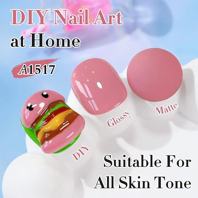 Double Rhythm 0.50 OZ Gel Polish Hema Free Same Color Same Bottle Golden Round Translucent Neutral Natural Milky 15 ML Jelly UV Polish Art DIY at Home (Coral Pink-C1517)