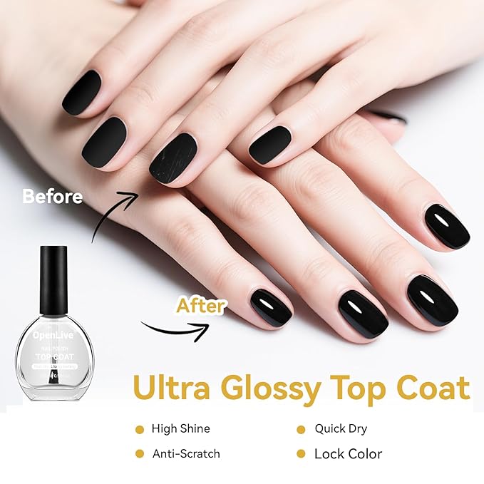OpenLive 3PCS 16.5ml Quick Dry Base and Top Coat Nail Polish and Gel Remover Set, Base and Top Coat No U V Lamp Curing, Gel Polish Remover for Quick and Easy Removal At Home