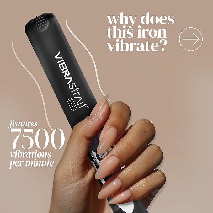 Vibrastrait Pro Vibrating Ceramic Tourmaline Ionic Flat Iron, 1.75-inch | Fast, Frizz-Free Ceramic Hair Straightener: Easy, Gentle Glide for Waves, Curls, Smooth Hair | Professional Hair Styling Tools