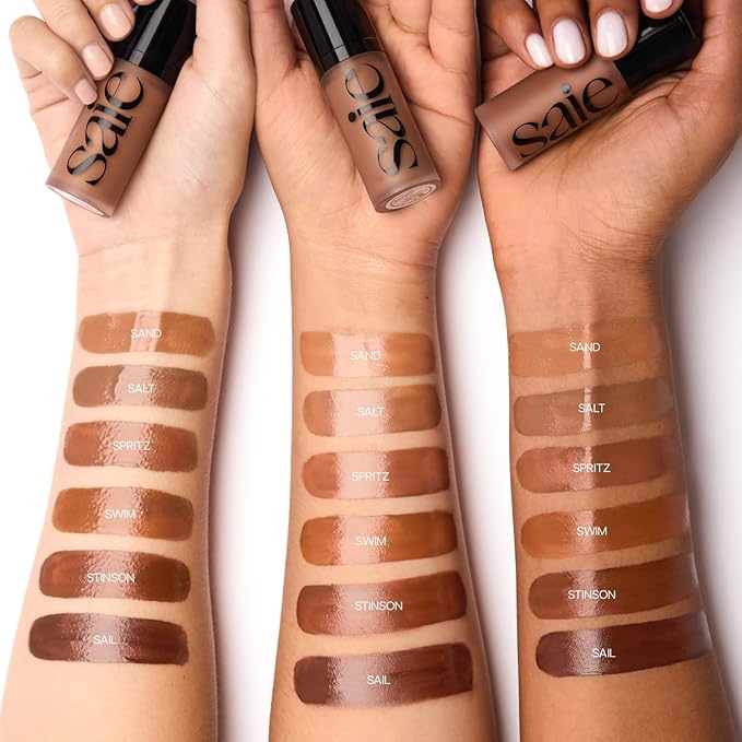 Saie Dew Bronze - Hydrating Liquid Bronzer Stick For a Sun Kissed Glow - Liquid Contour Stick Infused with Nourishing Skin Care Ingredients - Sculpted Face Makeup Essential - Stinson (0.4 oz)