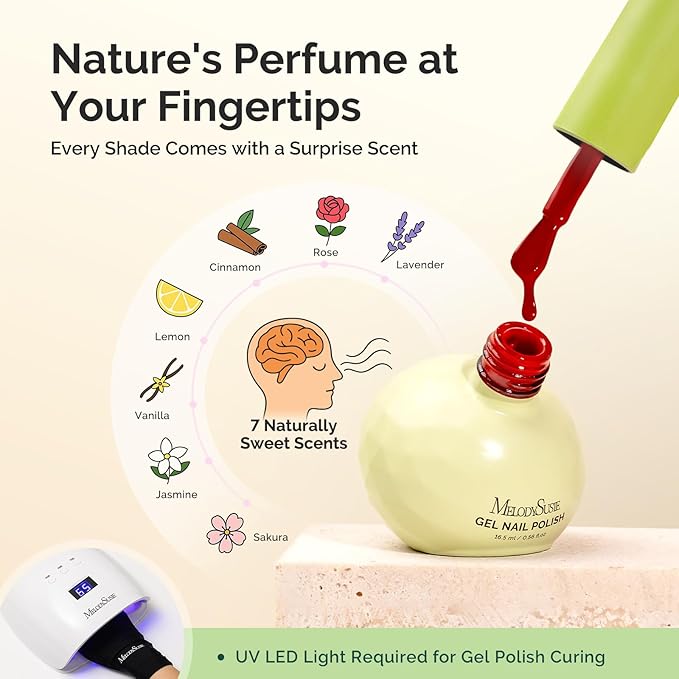 MelodySusie Highly Pigmented Gel Nail Polish, 0.56 Fl Oz Soak Off UV LED Orange Gel Polish, Plant-Based Formula, 16.5ml Tilt-and-Stand Bottle, TPO & HEMA Free, Gift for Nail Art at Home & Salon