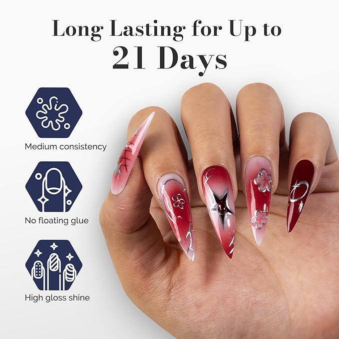 MelodySusie Fleurwee Plant Based Gel Nail Polish, 2 Pcs Hema Free Gel Polish Red Brown and Rose Red Nail Polish 21 Non Toxic Long Lasting Fall Nail Art Salon DIY Manicure at Home Gift for Women