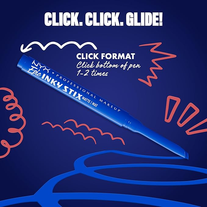 NYX PROFESSIONAL MAKEUP Epic Inky Stix Eyeliner, Mechanical Cream Gel Eyeliner, Waterproof Formula With Up To 24HR Wear - 06 Cobalt Click (Matte Intense Blue)