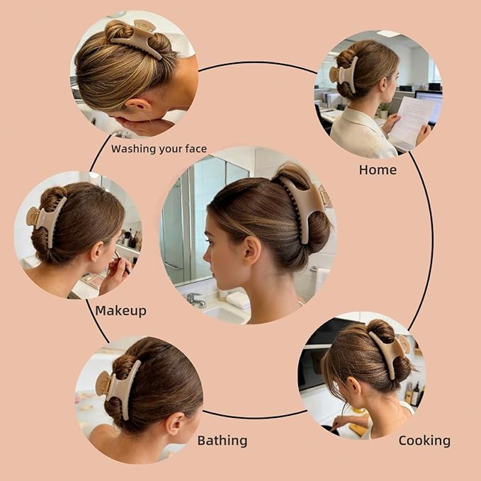 5.9 Inch Extra Large Hair Clips for Women, Glossy Big Butterfly Claw Clips for Thick Long Curly Wavy Hair, Non Slip & Strong Hold, Jumbo Lady Shower Claw Clip, Neutral Hair Claws(Beige) ﻿
