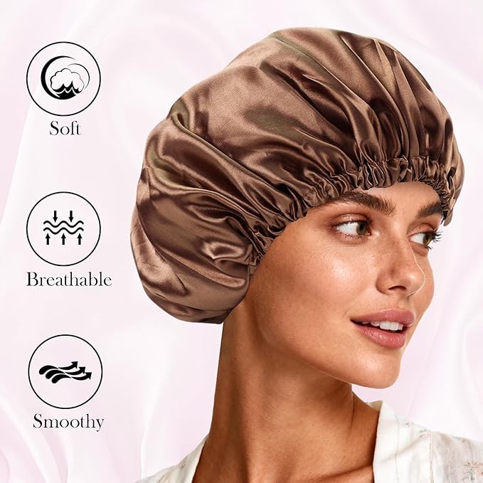 Satin Bonnet Double Layer Silk Bonnet for Sleeping Women Hair Care for Natural Curly