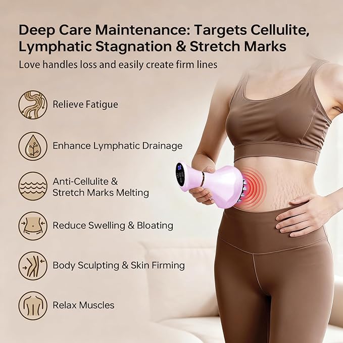 FUFADADE Lymphatic Drainage Massager,4-in-1 Electric Body Sculpting Brush,Helps Reduce Stretch Marks&Cellulite for Relaxation,Multi-Speed Anti Cellulite Massage Tool for Belly Legs Arms(Pink)