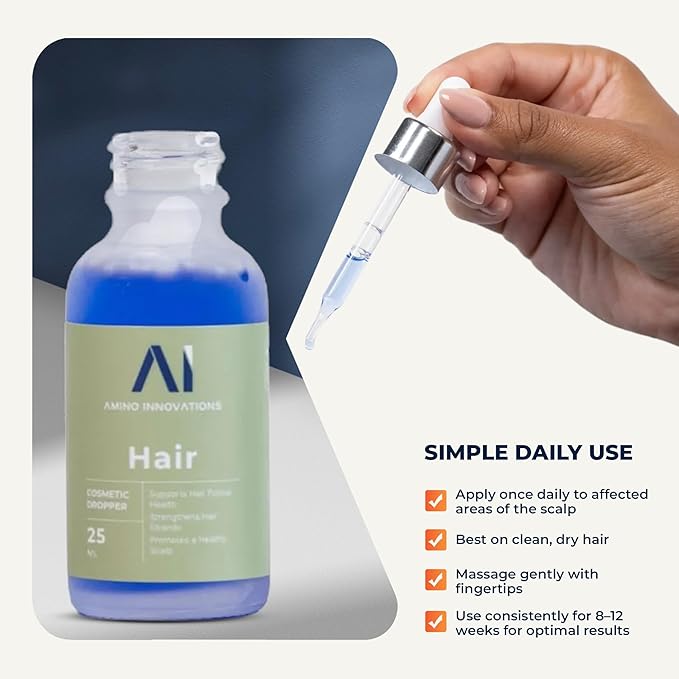Amino Innovations Peptide Hair Serum for Hair Growth - Thicker, Fuller, and Stronger - with Copper Tripeptide-1, Zinc Thymulin & PTD-DBM - DMSO-Enhanced Formula for Scalp Health and Resilience