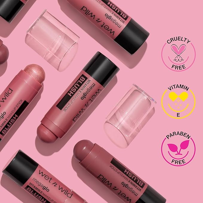 wet n wild MegaGlo Makeup Stick, Buildable Color, Versatile Use, Cruelty-Free & Vegan - Peach Bums
