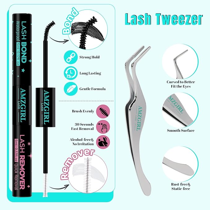Lash Extension Kit 200PCS Lash Clusters Mix Eyelash Extension Kit with Waterproof Lash Bond and Remover,Individual Lashes with Lash Tweezers for Beginners at Home(60D,D-Mix9-16mm)