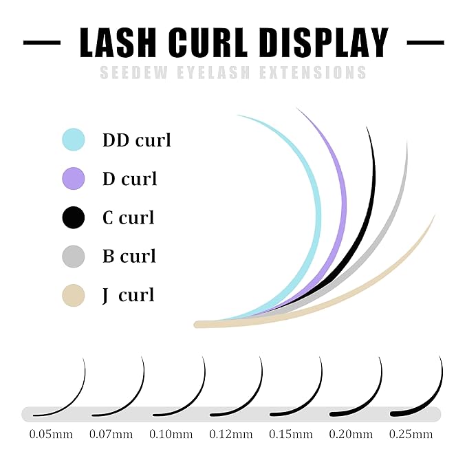 SEEDEW 4D Lash Extensions, 0.07mm C Curl MIX8-15mm 12 Rows/Tray, W Shape Flat Stem, Korean PBT Volume Eyelash Grafting for Beginner Artist, Lash Tech, Beauty Salon(4D-Matte Black-0.07-C-MIX8-15mm)