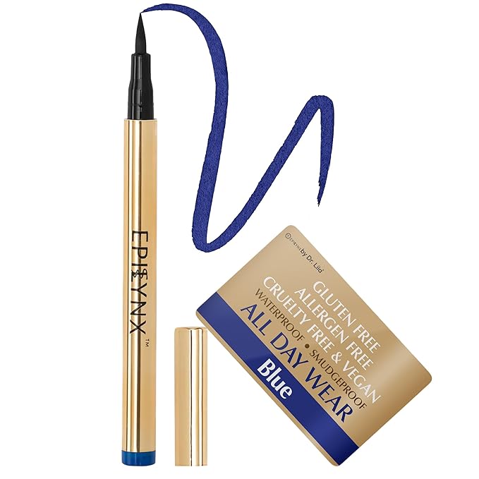 Liquid Eyeliner - Hypoallergenic Eyeliner with Fine Brush Tip, Long-Lasting Waterproof Eye Liner - Cruelty-Free, Vegan, Hypoallergenic, Gluten-Free, Smooth Application Liquid Eye Liner, Blue 2mL