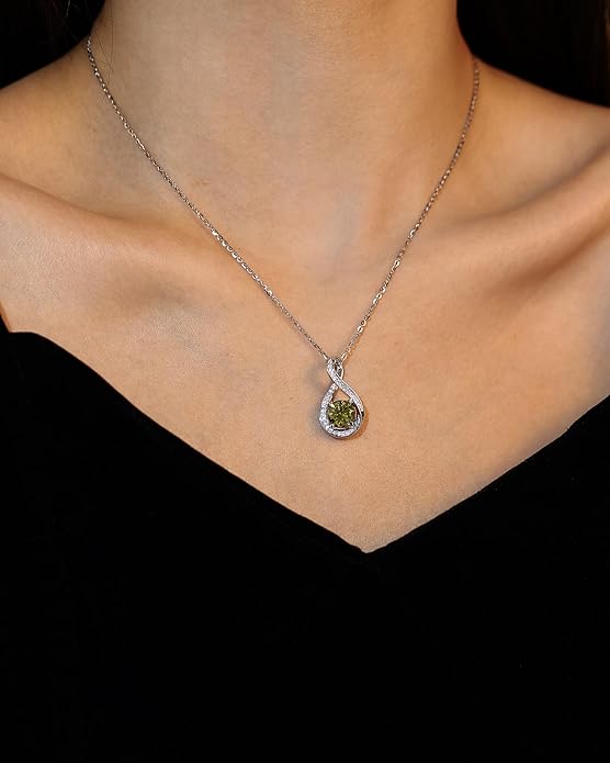 FANCIME Birthstone Necklaces for Women Fine Jewelry Sterling Silver Infinity Pendant Anniversary Birthday Gifts for Her Women Wife Mom Lady Daughter, Chain 16"+2" Extend