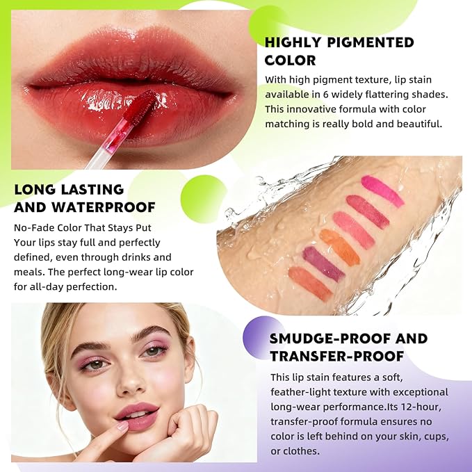 Glam Code Wipe-Off Lip Stain Lightweight Lip Tint Non-stick to Cup Transfer-Resistant, Smudge-Proof Lip Gloss Highly Pigmented Matte Long-lasting Vibrant Kiss-Proof Lip Stain - 06# Peachy Pink