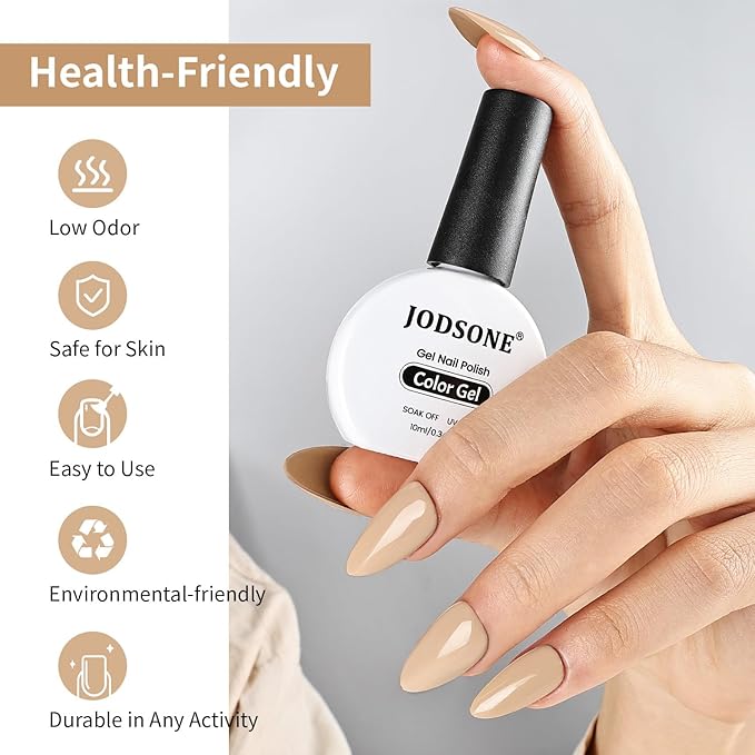 JODSONE French Mocha Gel Nail Polish 10ml LED Gel Polish Light Brown Nail Color Professional Finish Long-Lasting Chip-Resistant Need U V Lamp Curing